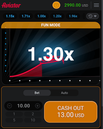 Você pode garantir um prêmio Aviator clicando no botão de Cash Out